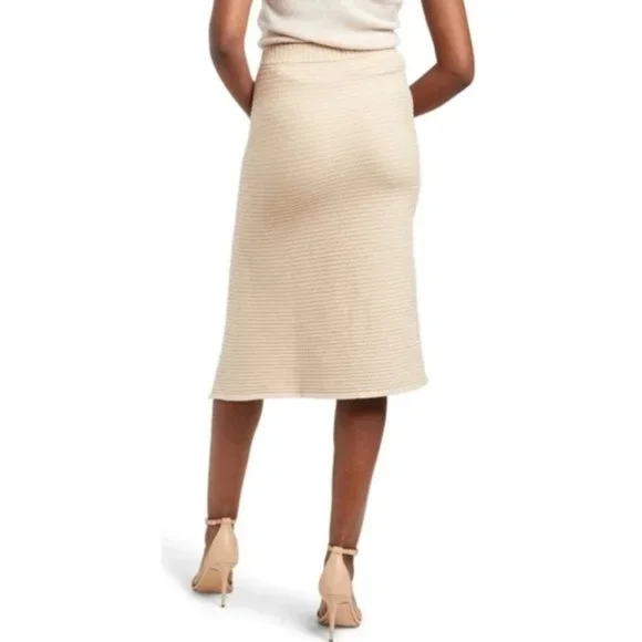 Naadam Asymmetrical Ribbed Knit Midi Skirt - Picture 2 of 5